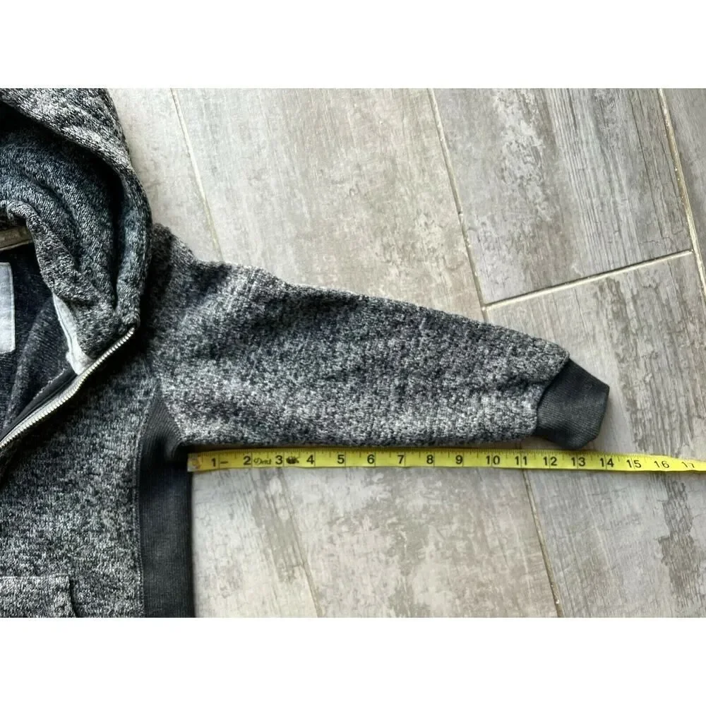 $55 QUIKSILVER Zip Hooded Sweatshirt Hoodie Boys Gray Kids KELLER Fleece Lined 7